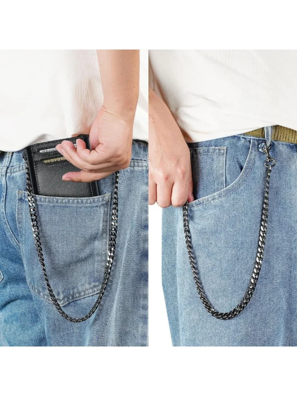 RFID Blocking Genuine Leather Trifold Wallet for Men | Anti-Theft Chain, 12 Card